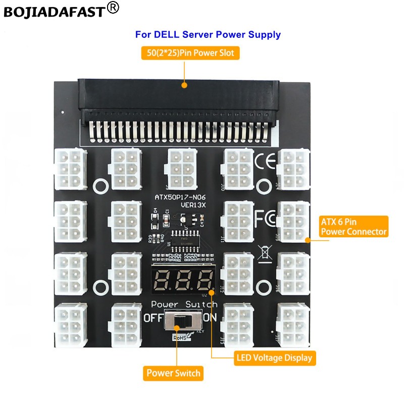2400W Server Psu Breakout Board - Placa de Conexão PCI-E de 6
